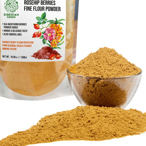 SiberianGreen.com Siberian Rose Hips with Sea Buckthorn Berries Powder – 300g (10.58 oz) Tea & Infusions White Smoke