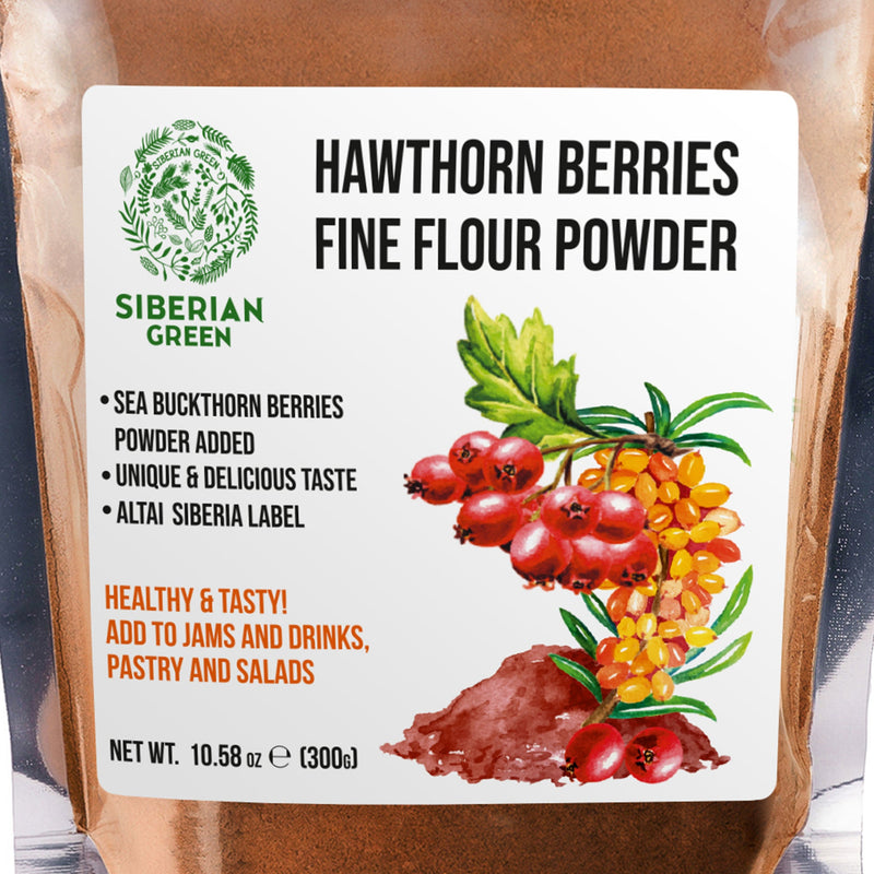 SiberianGreen.com Siberian Hawthorn Powder with Sea Buckthorn – 300g Tea & Infusions White Smoke