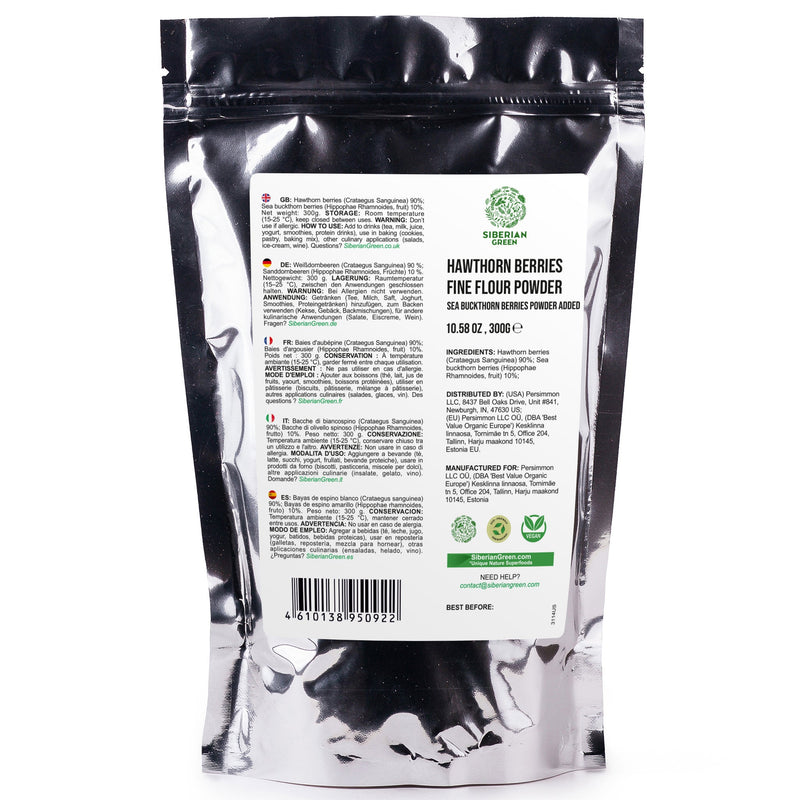 SiberianGreen.com Siberian Hawthorn Powder with Sea Buckthorn – 300g Tea & Infusions White Smoke