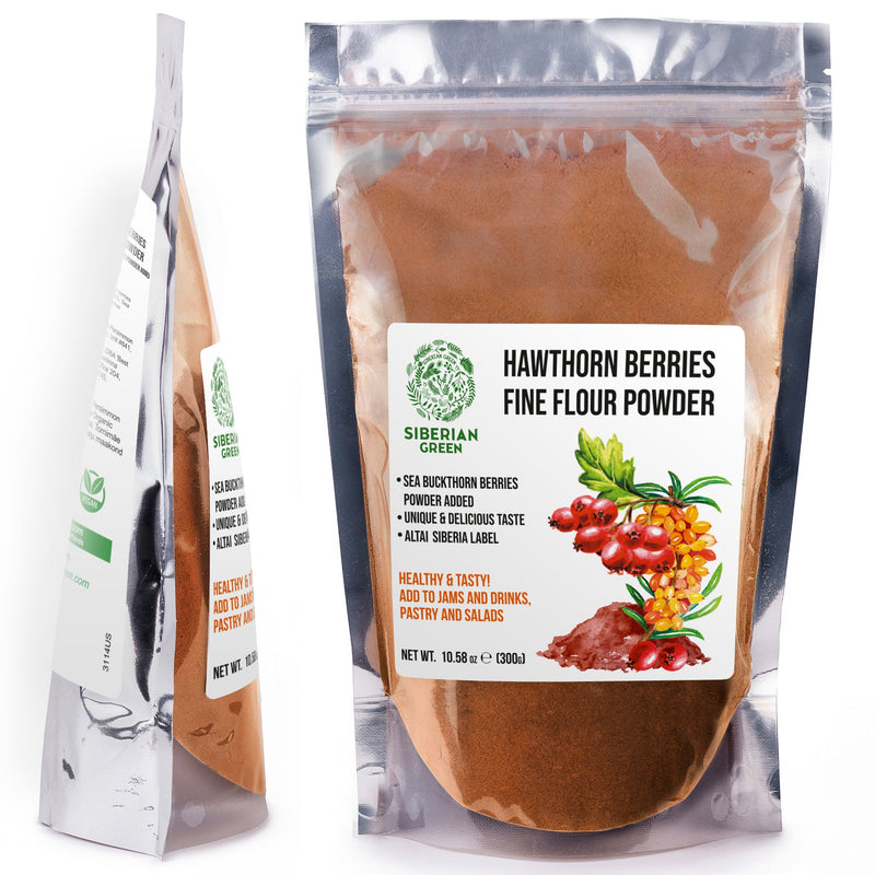 SiberianGreen.com Siberian Hawthorn Powder with Sea Buckthorn – 300g Tea & Infusions White Smoke