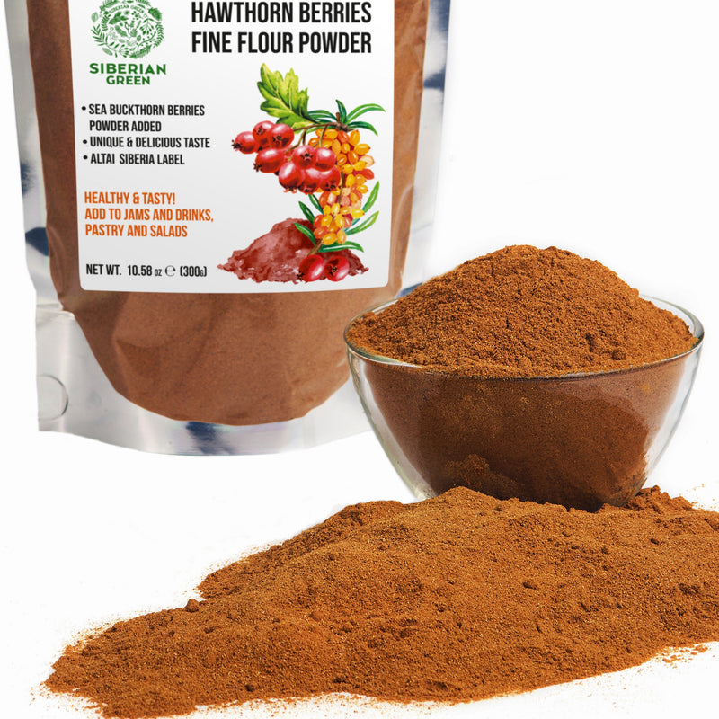SiberianGreen.com Siberian Hawthorn Powder with Sea Buckthorn – 300g Tea & Infusions White Smoke