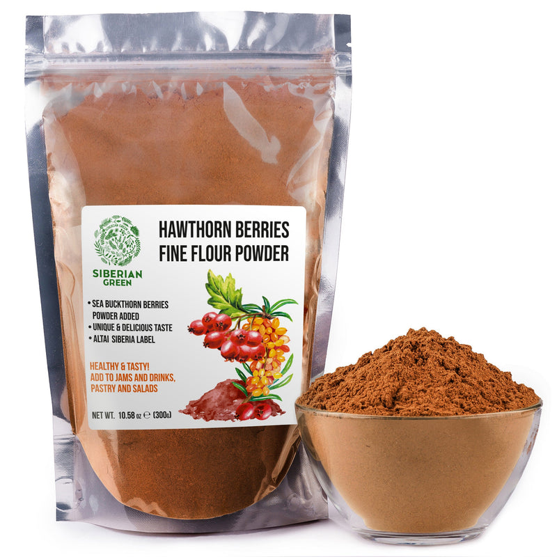 SiberianGreen.com Siberian Hawthorn Powder with Sea Buckthorn – 300g Tea & Infusions White Smoke