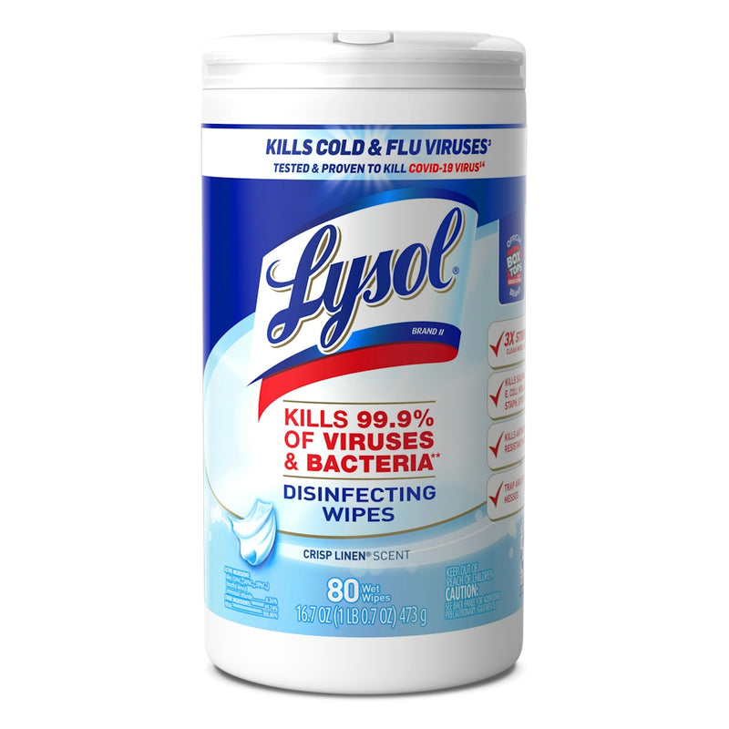Lysol Lysol Disinfecting Wipes, Multi-Surface Antibacterial Wipes, Crisp Linen – 80 Count Household Disinfectants White Smoke