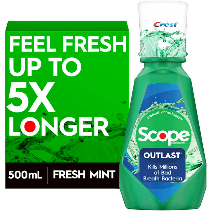 Scope Scope Crest Fresh Mint Outlast Mouthwash - 500 Ml Mouthwash White Smoke