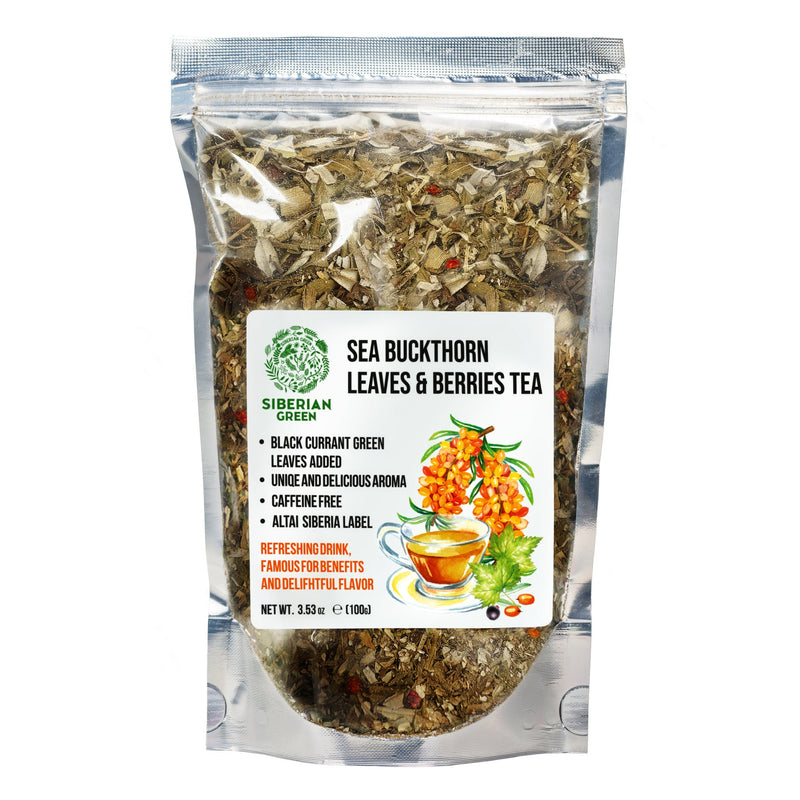 SiberianGreen.com Siberian Green Sea Buckthorn Tea with Black Currant Leaves – Wild-Harvested & Caffeine-Free Tea & Infusions White Smoke