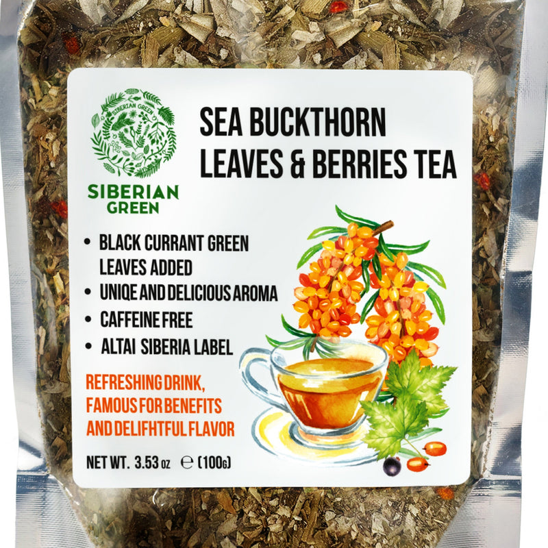 SiberianGreen.com Siberian Green Sea Buckthorn Tea with Black Currant Leaves – Wild-Harvested & Caffeine-Free Tea & Infusions White Smoke