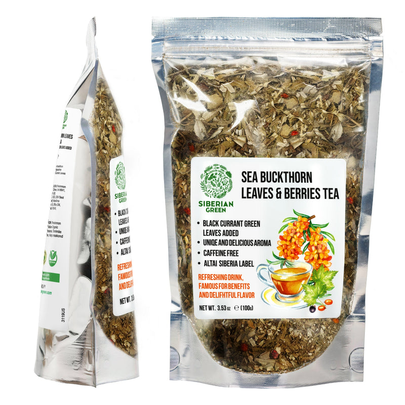 SiberianGreen.com Siberian Green Sea Buckthorn Tea with Black Currant Leaves – Wild-Harvested & Caffeine-Free Tea & Infusions White Smoke