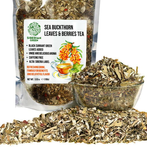 SiberianGreen.com Siberian Green Sea Buckthorn Tea with Black Currant Leaves – Wild-Harvested & Caffeine-Free Tea & Infusions White Smoke