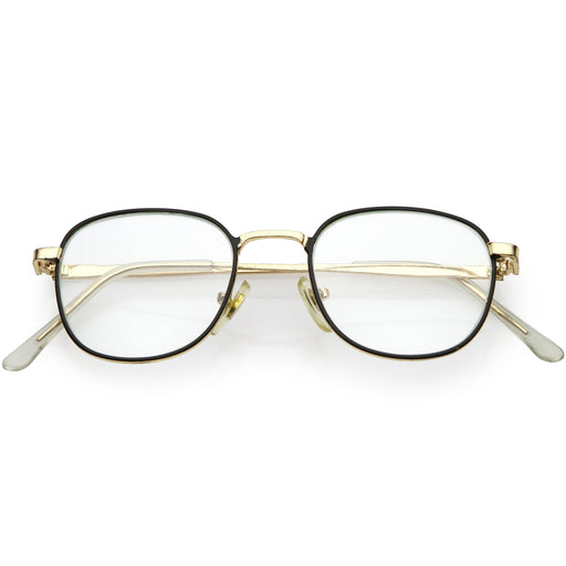 zeroUV True Vintage Dapper Square Clear Lens Glasses C718 Glasses White Smoke Gold Black Clear
