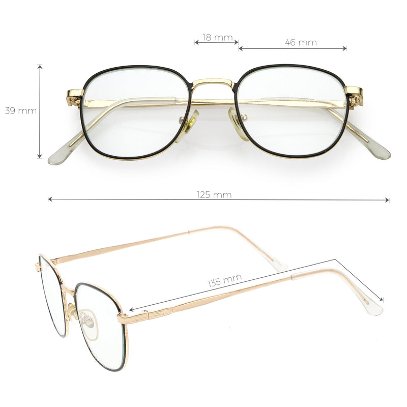 zeroUV True Vintage Dapper Square Clear Lens Glasses C718 Glasses White Smoke Gold Black Clear,Gold Brown Clear,Black Black Clear,Silver Silver Clear