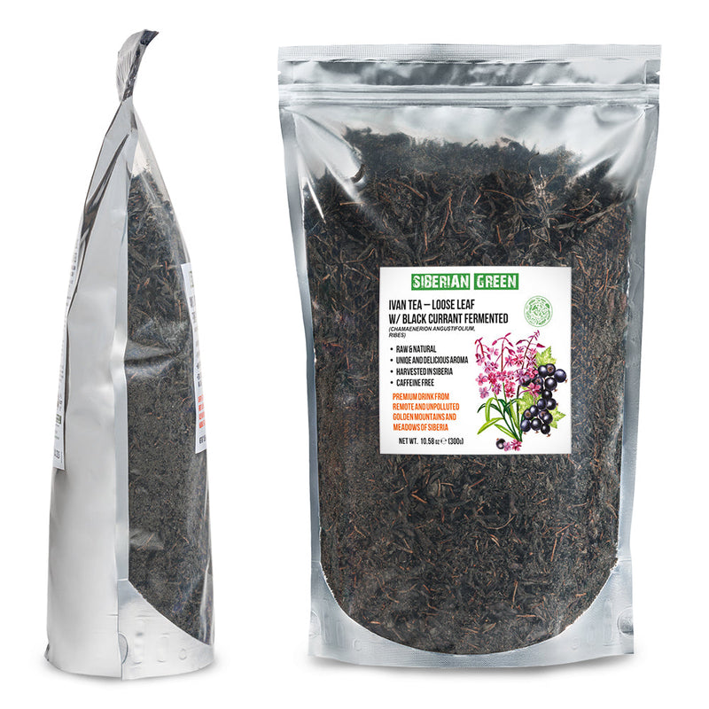 SiberianGreen.com Siberian Green Fermented Ivan Tea with Black Currant Leaves – 300g Tea & Infusions White Smoke