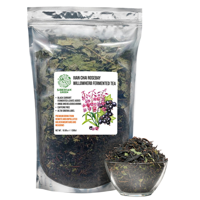 SiberianGreen.com Siberian Green Fermented Ivan Tea with Black Currant Leaves – 300g Tea & Infusions White Smoke