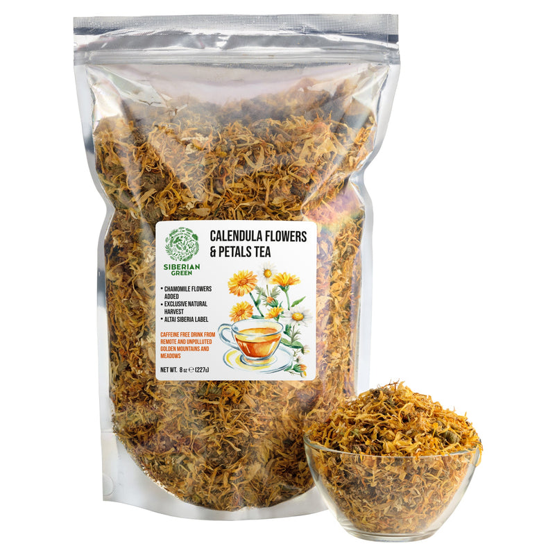 SiberianGreen.com Siberian Green Calendula & Chamomile Tea – Wild Harvested Caffeine-Free (227g / 8 oz) Tea & Infusions White Smoke