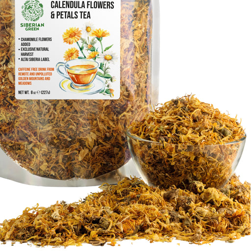 SiberianGreen.com Siberian Green Calendula & Chamomile Tea – Wild Harvested Caffeine-Free (227g / 8 oz) Tea & Infusions White Smoke