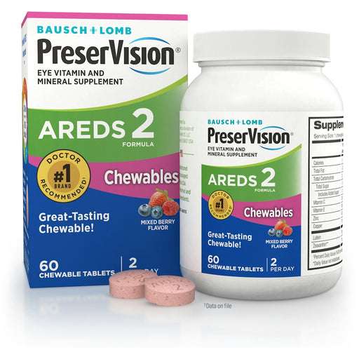 PreserVision PreserVision  Mixed Berry Flavor Areds 2 Formula 60 Chewable Tablets Vitamins & Supplements White Smoke