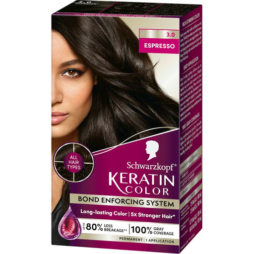 0 Schwarzkopf Keratin Color Hair Color, Permanent, Espresso 3.0 Hair Color Black Default Title