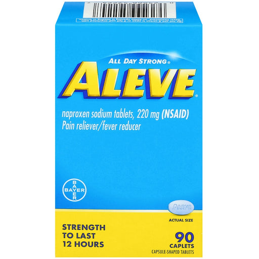 Aleve Aleve Pain Reliever & Fever Reducer, 220mg Naproxen Sodium, 90 Count Caplets Medicine & Drugs Deep Sky Blue