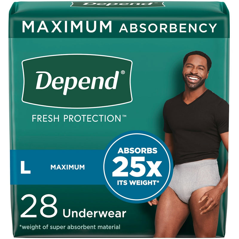Depend Depend Fit-Flex Adult Incontinence Underwear For Men, Disposable, Maximum Absorbency, Large, Grey Personal Care Sea Green