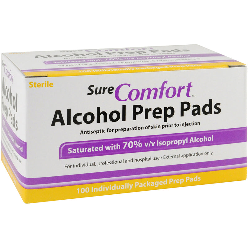 SureComfort SureComfort Alcohol Prep Pads 100ct Antiseptics & Cleaning Supplies Light Gray