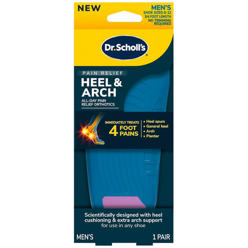 Dr. Scholl's Dr. Scholl's Orthotics, Heel & Arch, Pain Relief, Men's, Shoe Sizes 8-12 Arch Supports Dark Cyan