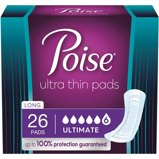 Poise Poise Ultra Thin Incontinence Pads, 6 Drop Ultimate Absorbency, Long Length Bath & Body Dark Magenta