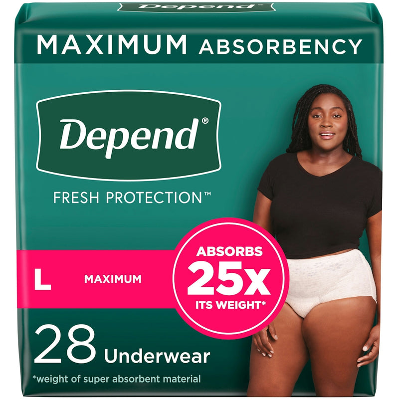Depend Depend Fresh Protection Incontinence Underwear for Women, Large, 28 Count Personal Care Dark Cyan