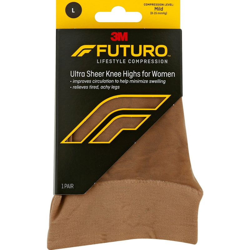 Futuro FUTURO Energizing Ultra Sheer Knee Highs, Closed Toe, Large Hosiery White Smoke