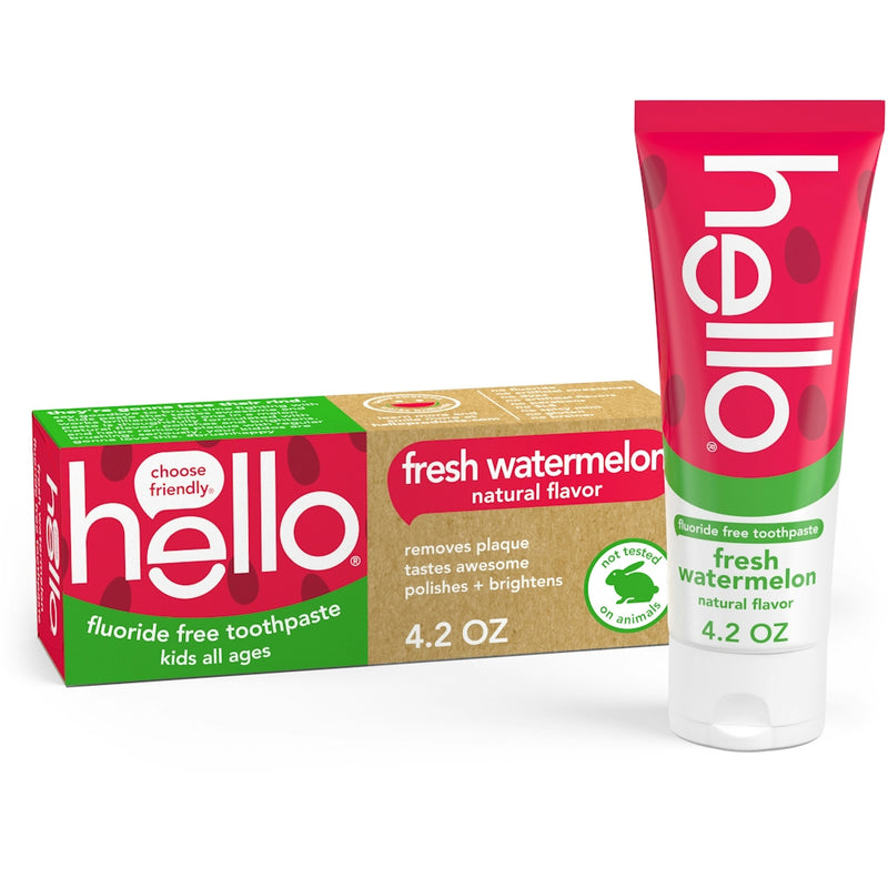 Hello Hello Kids Natural Fluoride Free Toothpaste, Fresh Watermelon Toothpaste White Smoke