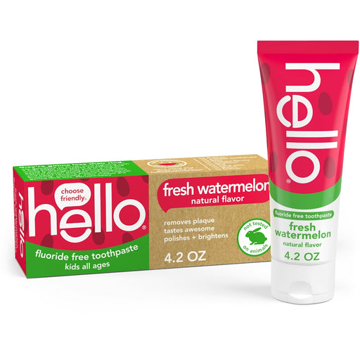 Hello Hello Kids Natural Fluoride Free Toothpaste, Fresh Watermelon Toothpaste White Smoke