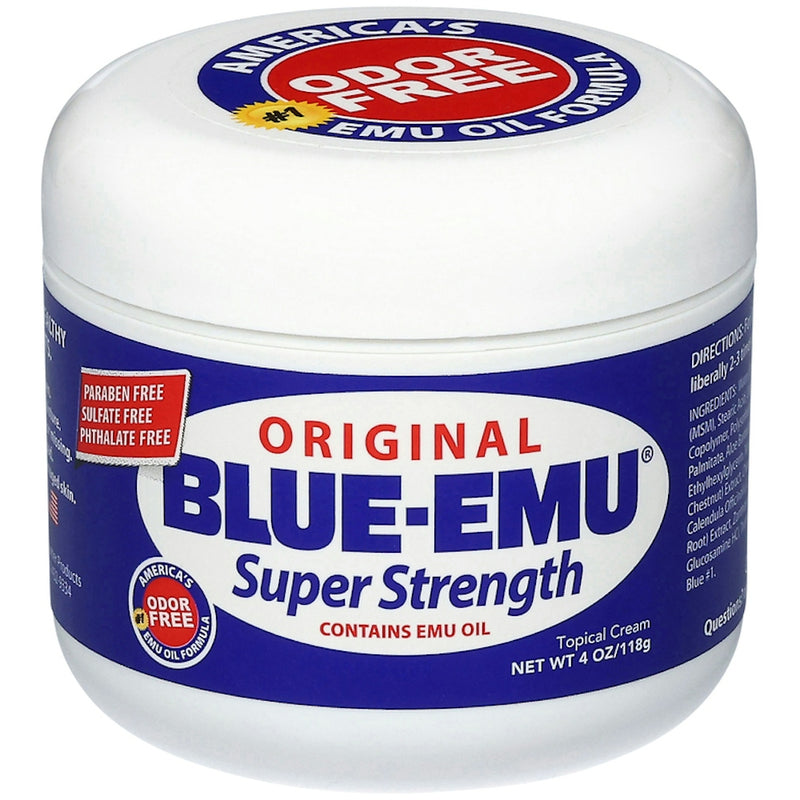 Blue-Emu Blue-Emu Super Strength Topical Pain Relief Cream with Emu Oil, Odor Free & Deep Penetrating, 4 oz First Aid White Smoke