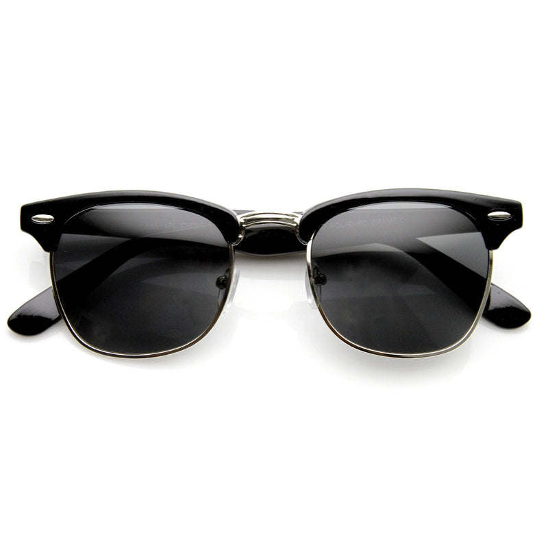 zeroUV Vintage Half Frame Polarized Horned Rim Sunglasses 2936 Sunglasses White Smoke Black Gold Smoke