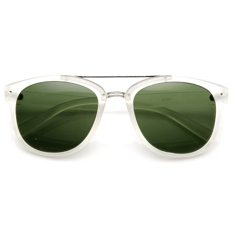 zeroUV Dapper GQ Mens Crossbar Square Aviator Fashion Sunglasses 8962 Sunglasses White Smoke Frost Green
