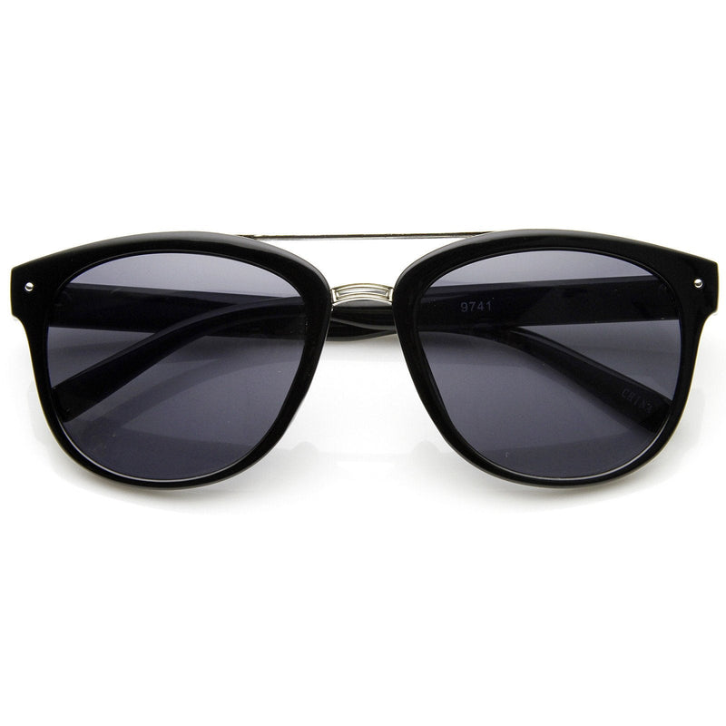 zeroUV Dapper GQ Mens Crossbar Square Aviator Fashion Sunglasses 8962 Sunglasses White Smoke Black Silver Smoke