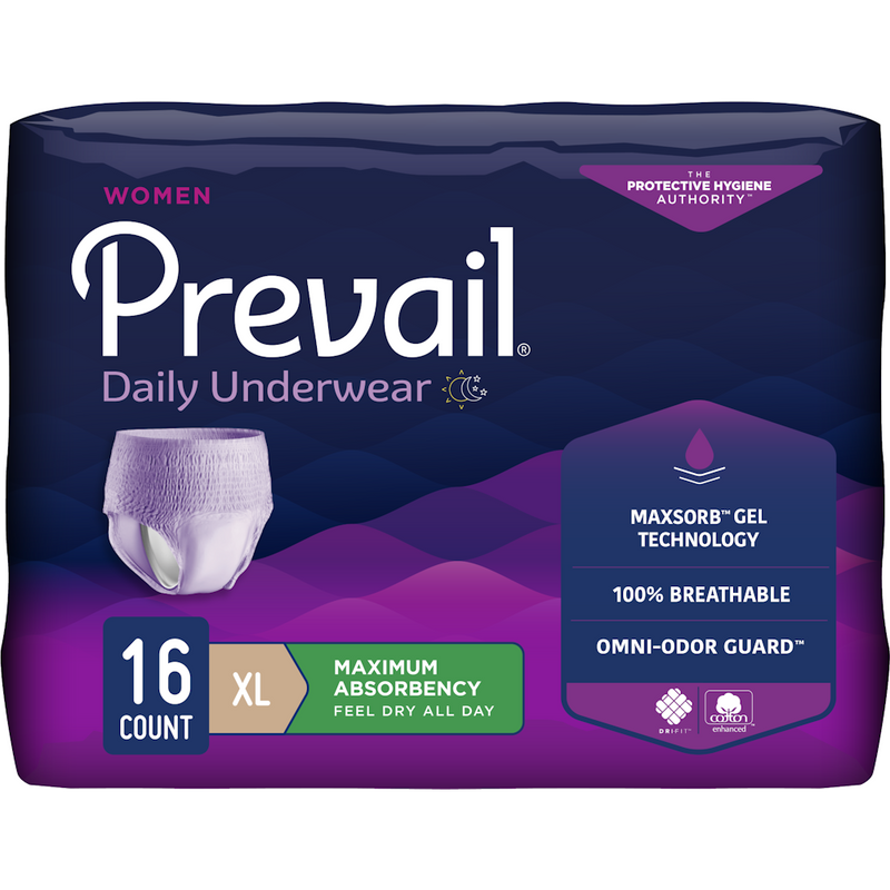 Prevail Prevail Daily Underwear Women Max Absorbency  X-Large 4x16ct Underwear Midnight Blue