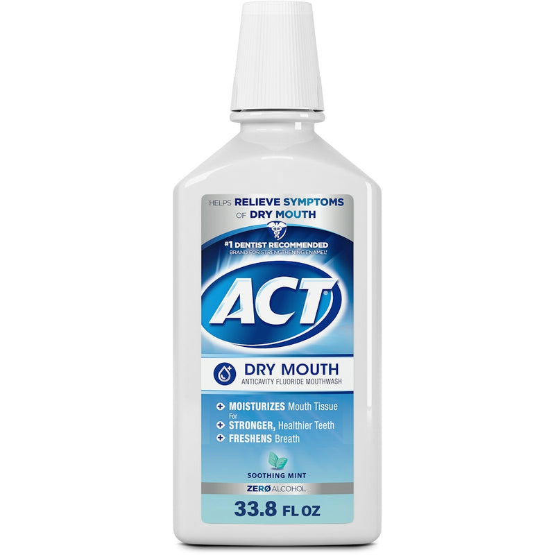 ACT ACT Total Care Dry Mouth Anticavity Fluoride Mouthwash Soothing Mint 33.80 Oz Mouthwash White Smoke