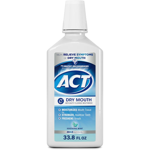 ACT ACT Total Care Dry Mouth Anticavity Fluoride Mouthwash Soothing Mint 33.80 Oz Mouthwash White Smoke