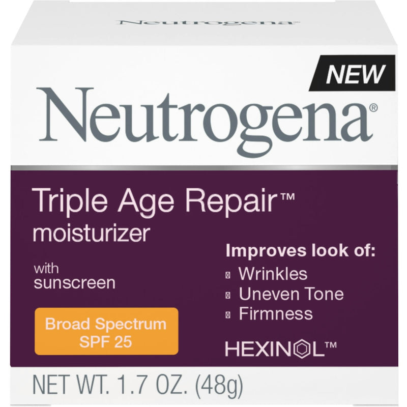 Neutrogena Neutrogena Triple Age Repair Anti-Aging Daily Facial Moisturizer With SPF 25 Sunscreen & Vitamin C, Firming Anti-Wrinkle Face & Neck Cream For Dark Spots, Glycerin & Shea Butter, 1.7 Oz Lotion & Moisturizer White Smoke