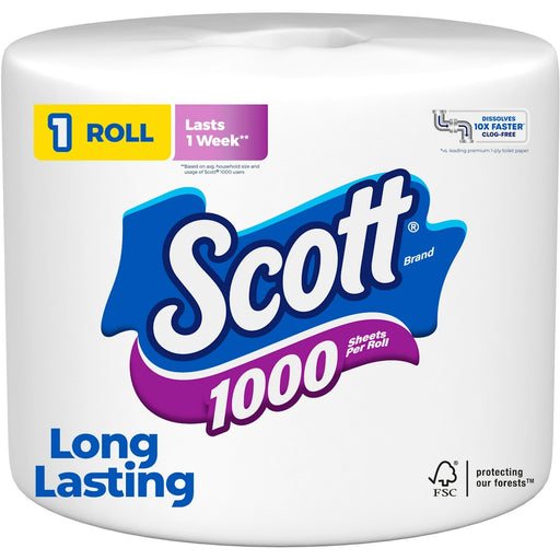 Scott Scott 1000 Sheets Per Roll Toilet Paper, Bath Tissue Toilet Paper White Smoke