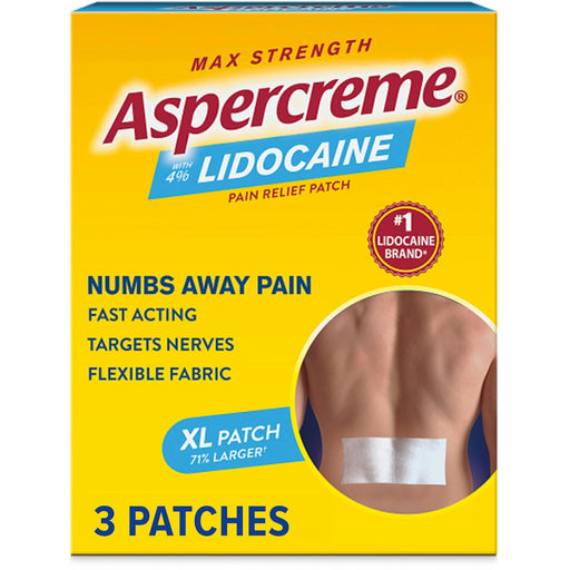 Aspercreme Aspercreme Lidocaine Patch XL - Maximum Strength Pain Relief, 3 Count Heating Pads Gold