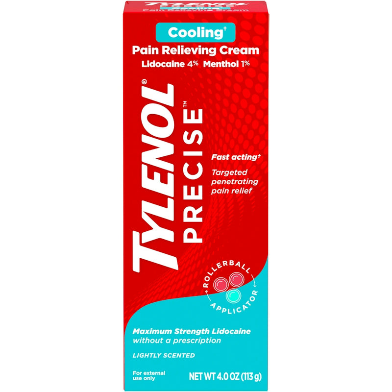 Tylenol Tylenol Precise Cooling Pain Relieving Cream Lidocaine & Menthol 4oz Medicine & Drugs Red