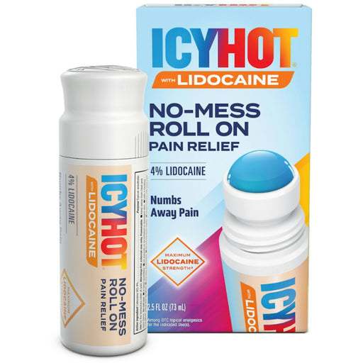 Icy Hot Icy Hot Pain Relief, No Mess, Lidocaine, Maximum Strength, Roll-On 2.5 Fl Oz Health & Beauty White Smoke