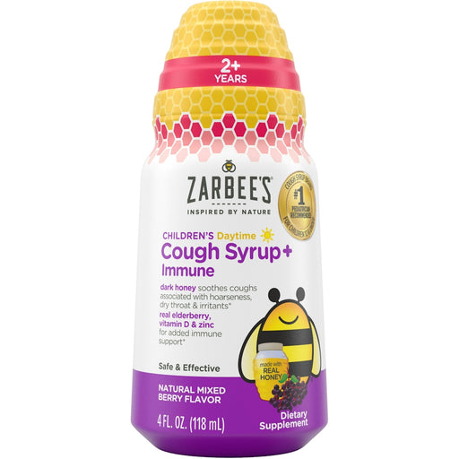 Zarbee's Zarbee's Cough Syrup Immune, Daytime, Natural Mixed Berry Flavor, Children's 4 Fl Oz Respiratory Care White Smoke