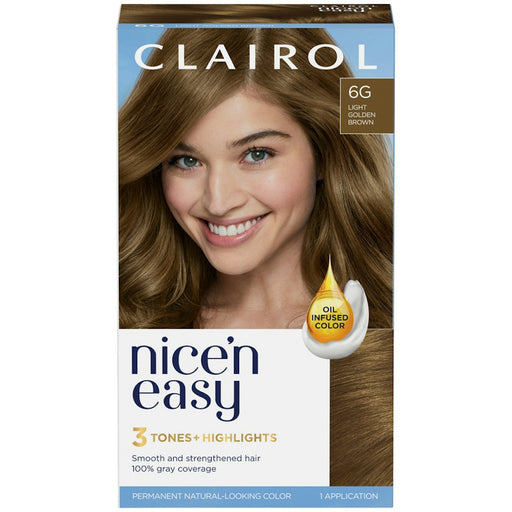 Clairol Nice 'N Easy Light Golden Brown 6G Permanent Hair Color 1 Ea Box Hair Color White Smoke Default Title