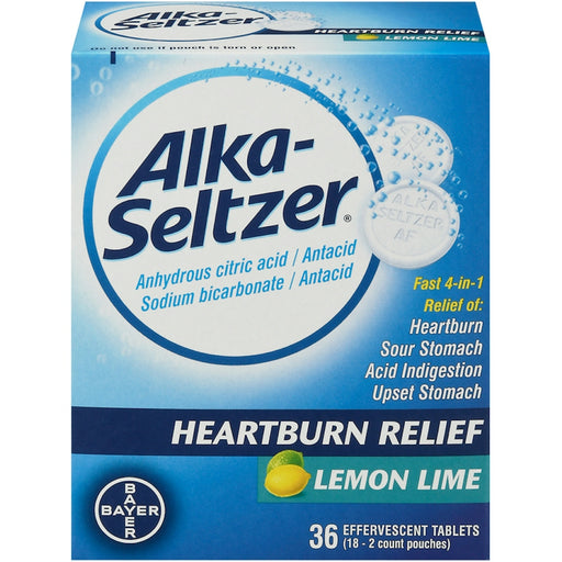 Alka-Seltzer Alka-Seltzer Heartburn Relief, Lemon Lime Effervescent Tablets, 36 Count Medicine & Drugs Light Gray