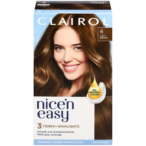 Clairol Clairol Nice 'N Easy 6 Light Brown Permanent Hair Color Hair Color Dark Slate Gray Default Title