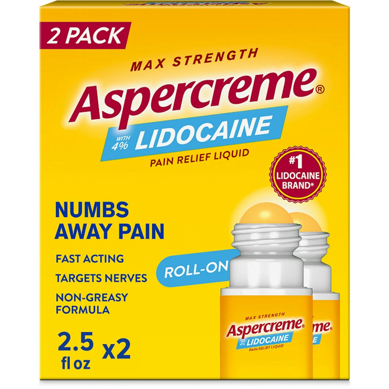 Aspercreme Aspercreme Pain Relief Liquid, Roll-On, Max Strength, Fragrance Free, 2.5 Fl Oz Medicine & Drugs Gold