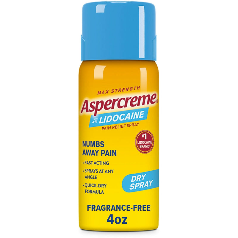 Aspercreme Aspercreme Odor Free Max Strength Lidocaine Pain Relief Dry Spray - 4 Oz Medicine & Drugs Steel Blue