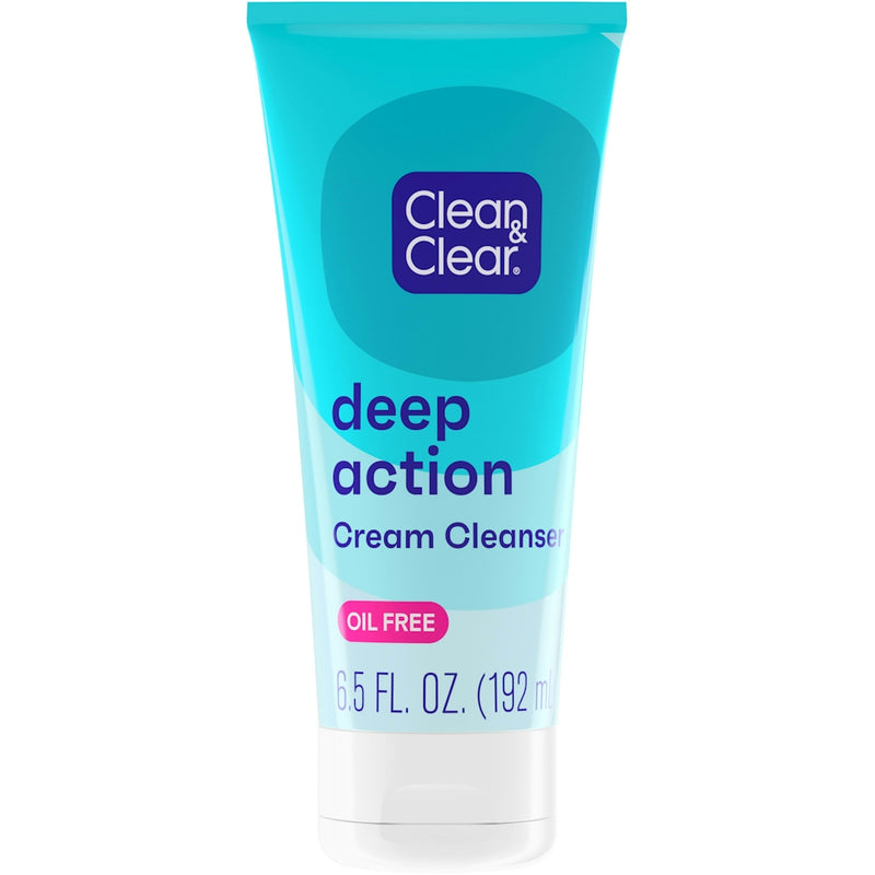 Clean & Clear Clean & Clear Oil-Free Deep Action Cream Facial Cleanser 6.5oz Health & Beauty White Smoke