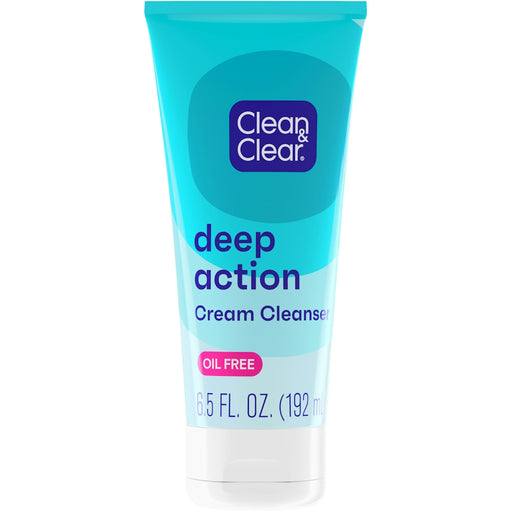 Clean & Clear Clean & Clear Oil-Free Deep Action Cream Facial Cleanser 6.5oz Health & Beauty White Smoke