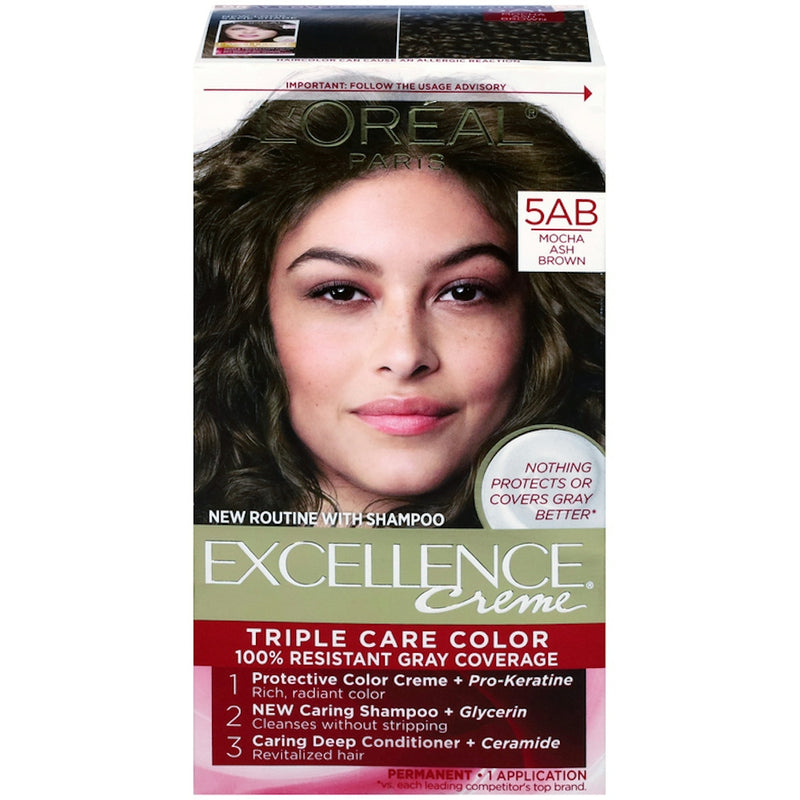 L'Oreal Paris L'Oreal Paris Excellence 5AB Mocha Ash Brown Permanent Hair Color Hair Color Black